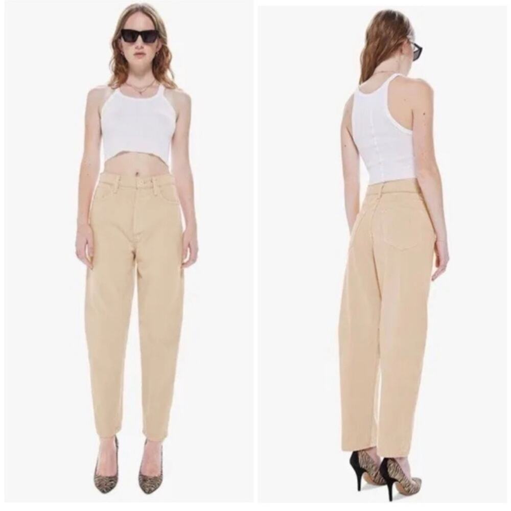 Mother Cotton The Curbside Ankle Jeans Pants Dawn Beige High Waist Cropped 26